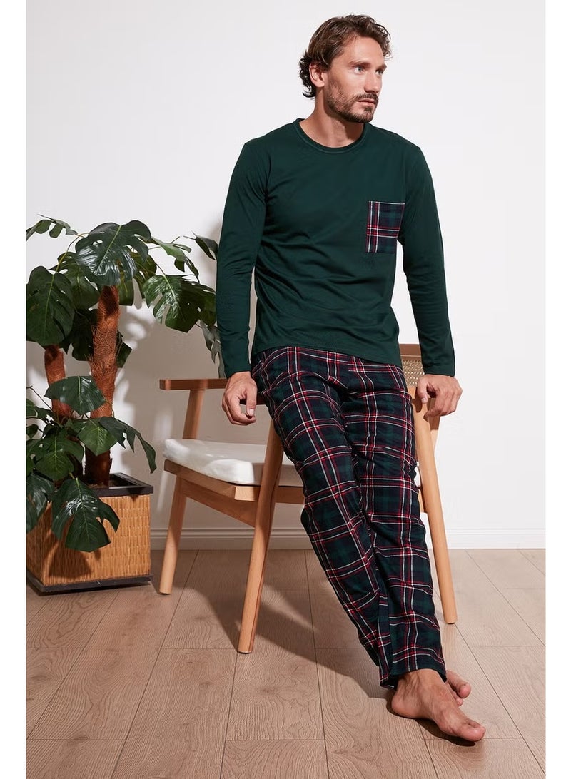 Buratti Plaid Pocket Elastic Waist 100% Cotton Regular Fit Pajama Set Men's Pajama Set 6572001 - Image 1